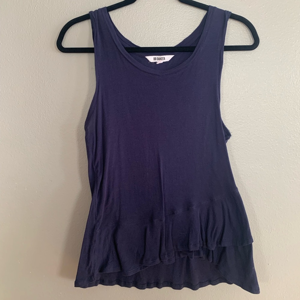 Women’s Navy Ruffle Tank Top